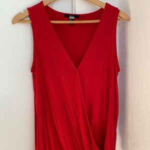 Red crossover blouse